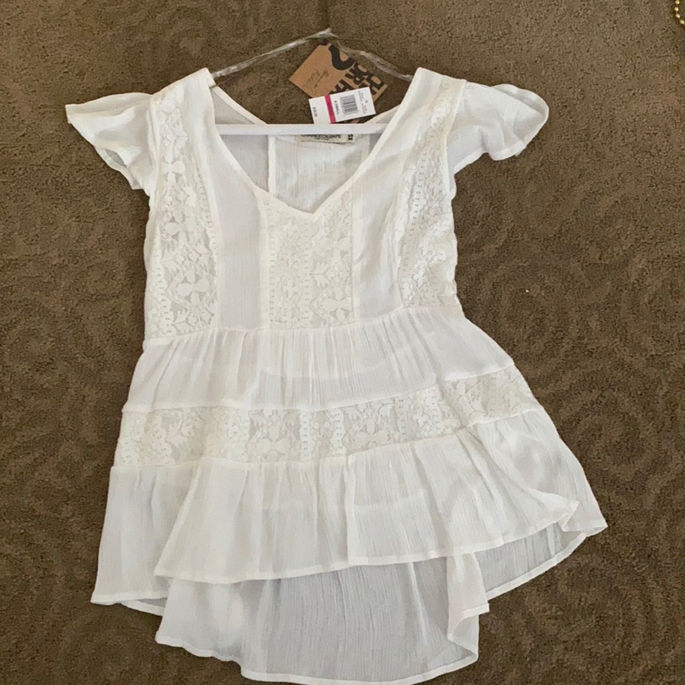 White blouse with lace details